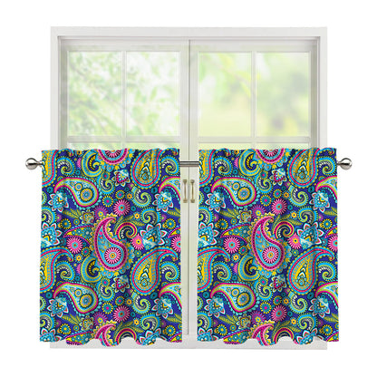 Colorful Paisley Pattern Print Tier Curtains