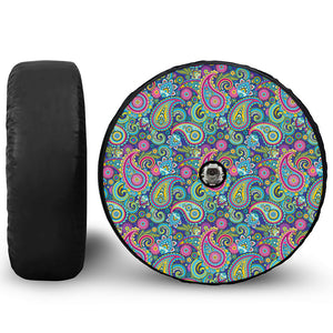 Colorful Paisley Pattern Print Tire Cover With Camera Hole