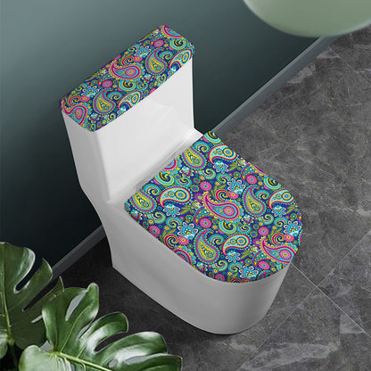 Colorful Paisley Pattern Print Toilet Lid And Tank Cover Set