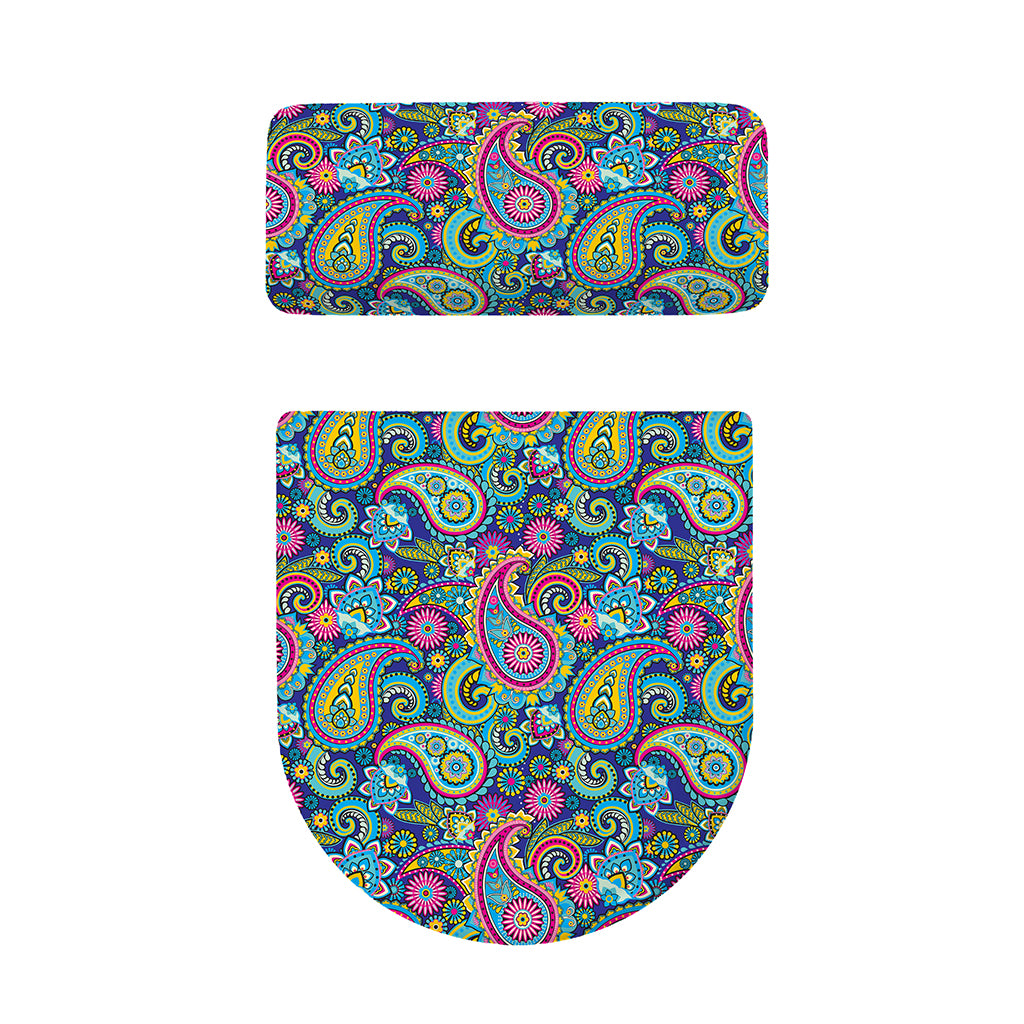 Colorful Paisley Pattern Print Toilet Lid And Tank Cover Set