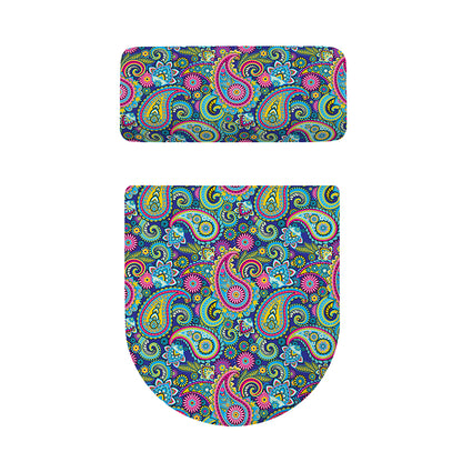 Colorful Paisley Pattern Print Toilet Lid And Tank Cover Set