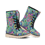 Colorful Paisley Pattern Print Winter Boots