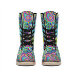 Colorful Paisley Pattern Print Winter Boots