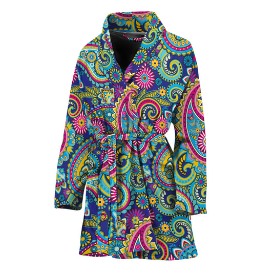 Colorful Paisley Pattern Print Women's Bathrobe