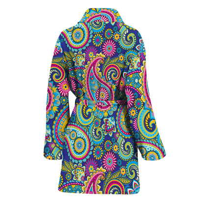 Colorful Paisley Pattern Print Women's Bathrobe