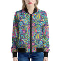 Colorful Paisley Pattern Print Women's Bomber Jacket