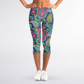 Colorful Paisley Pattern Print Women's Capri Leggings