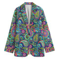 Colorful Paisley Pattern Print Women's Cotton Blazer