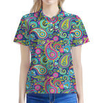 Colorful Paisley Pattern Print Women's Polo Shirt