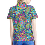 Colorful Paisley Pattern Print Women's Polo Shirt