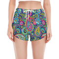 Colorful Paisley Pattern Print Women's Split Running Shorts