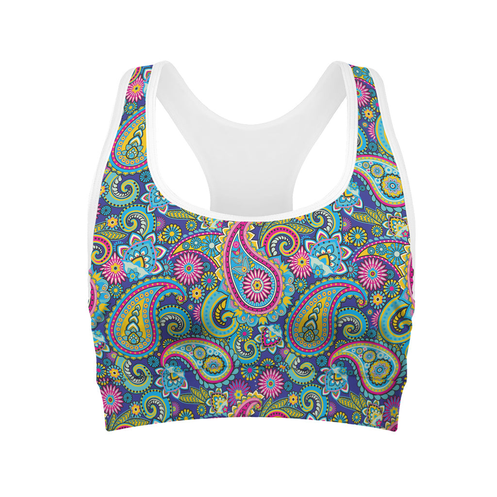 Colorful Paisley Pattern Print Women's Sports Bra