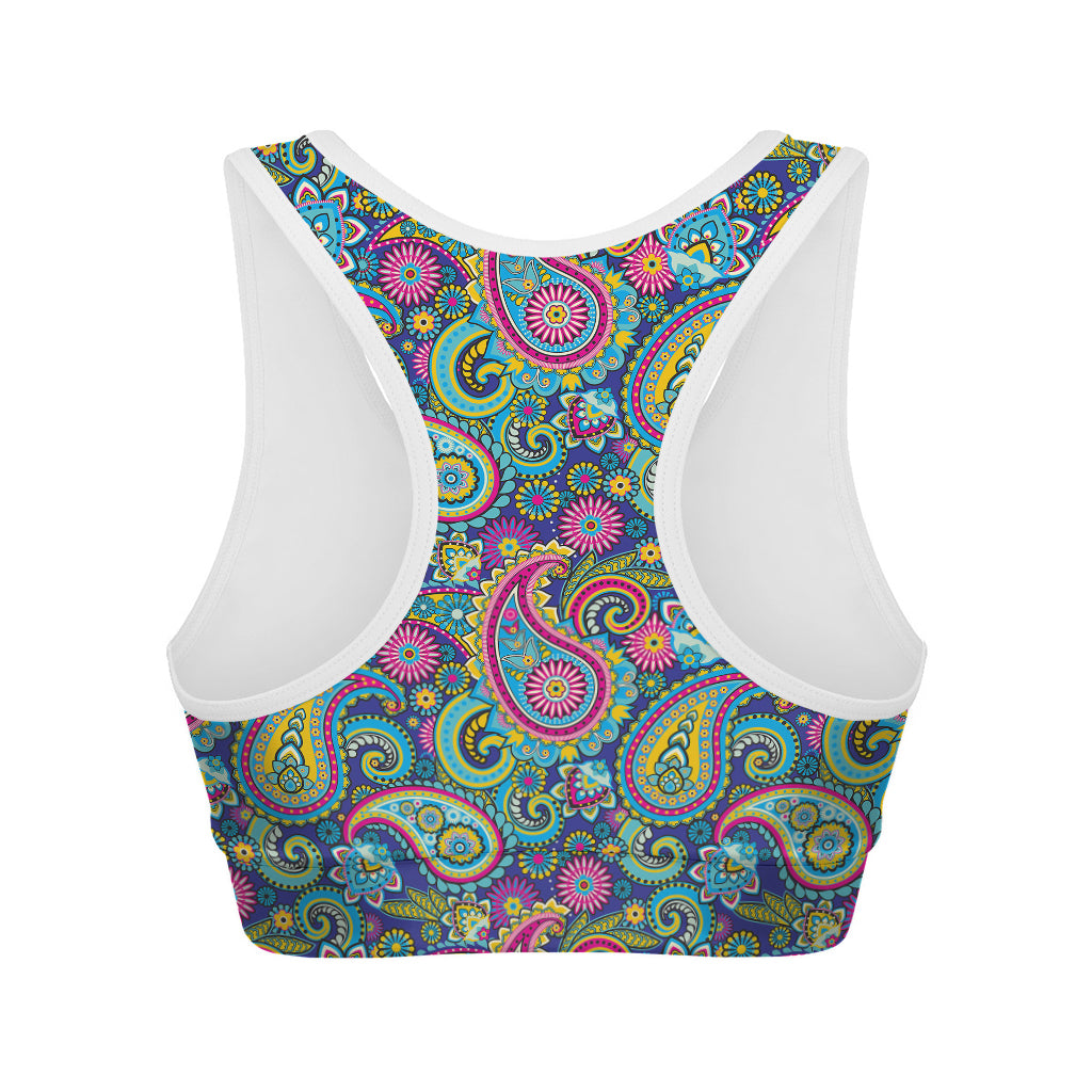 Colorful Paisley Pattern Print Women's Sports Bra