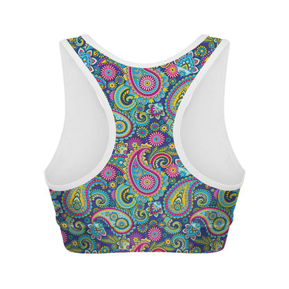 Colorful Paisley Pattern Print Women's Sports Bra