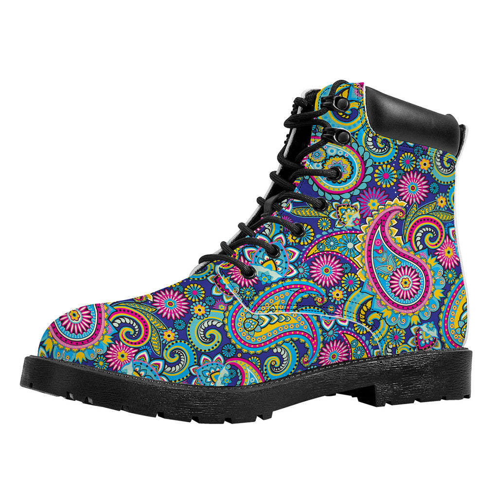 Colorful Paisley Pattern Print Work Boots