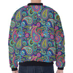 Colorful Paisley Pattern Print Zip Sleeve Bomber Jacket