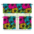 Colorful Palm Tree Pattern Print 3 Piece Kitchen Curtains