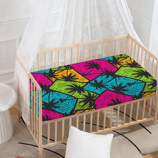 Colorful Palm Tree Pattern Print Baby Crib Sheet