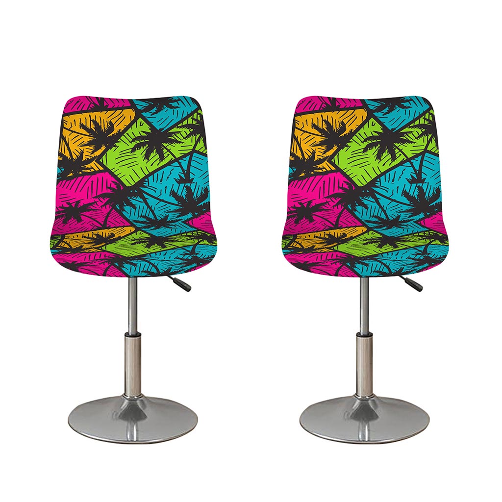 Colorful Palm Tree Pattern Print Bar Stool Covers