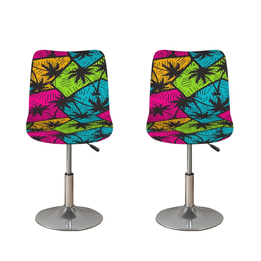 Colorful Palm Tree Pattern Print Bar Stool Covers