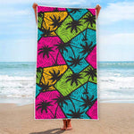 Colorful Palm Tree Pattern Print Beach Towel
