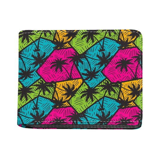 Colorful Palm Tree Pattern Print Bifold Wallet