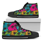 Colorful Palm Tree Pattern Print Black High Top Sneakers