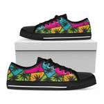 Colorful Palm Tree Pattern Print Black Low Top Sneakers