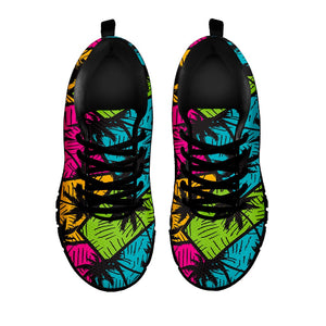 Colorful Palm Tree Pattern Print Black Running Shoes