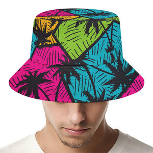 Colorful Palm Tree Pattern Print Bucket Hat