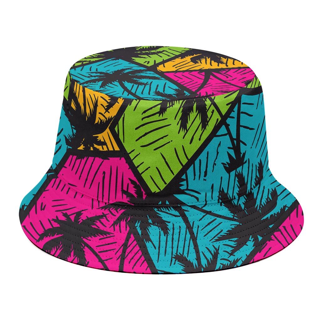 Colorful Palm Tree Pattern Print Bucket Hat