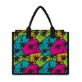 Colorful Palm Tree Pattern Print Canvas Tote Bag