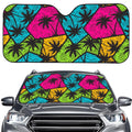 Colorful Palm Tree Pattern Print Car Windshield Sun Shade