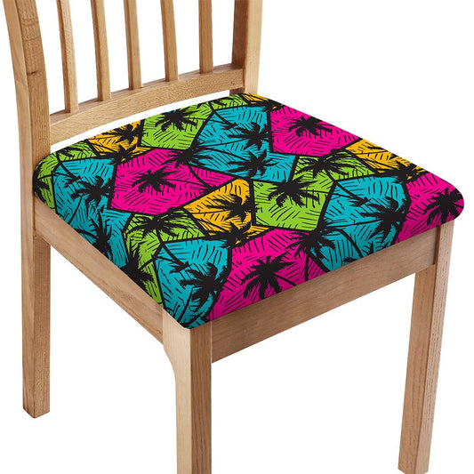 Colorful Palm Tree Pattern Print Chair Cushion Cover