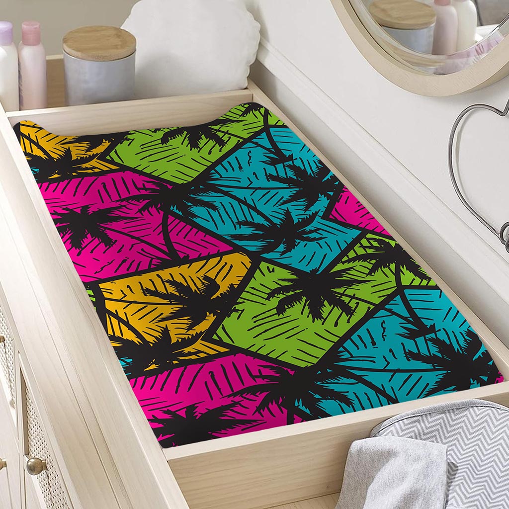 Colorful Palm Tree Pattern Print Changing Pad Cover