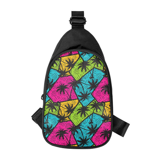 Colorful Palm Tree Pattern Print Chest Bag