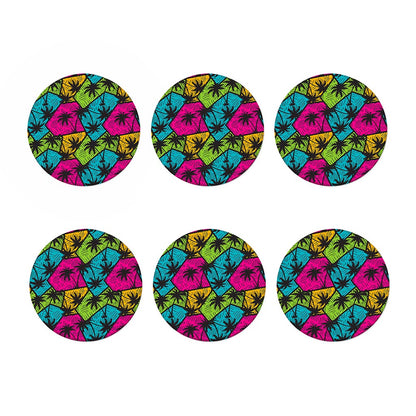 Colorful Palm Tree Pattern Print Coaster Set