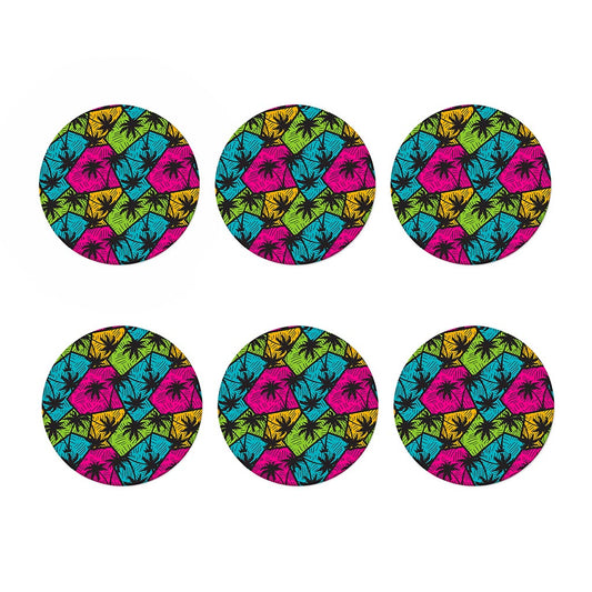 Colorful Palm Tree Pattern Print Coaster Set