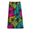 Colorful Palm Tree Pattern Print Cotton Front Slit Maxi Skirt