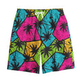 Colorful Palm Tree Pattern Print Cotton Shorts