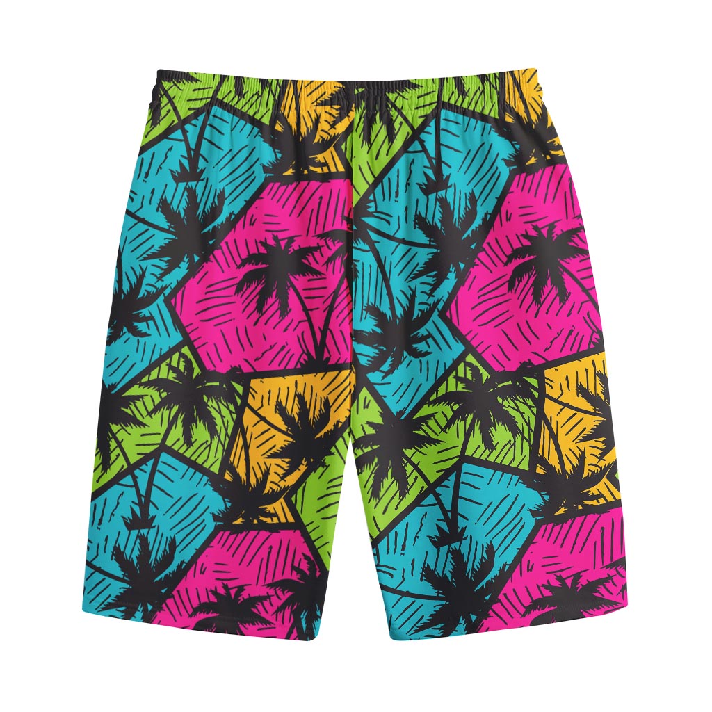 Colorful Palm Tree Pattern Print Cotton Shorts