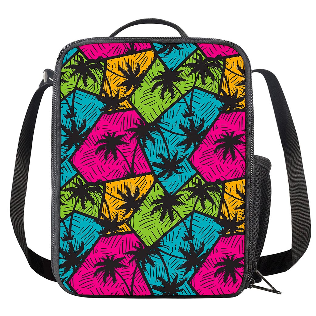 Colorful Palm Tree Pattern Print Crossbody Lunch Bag