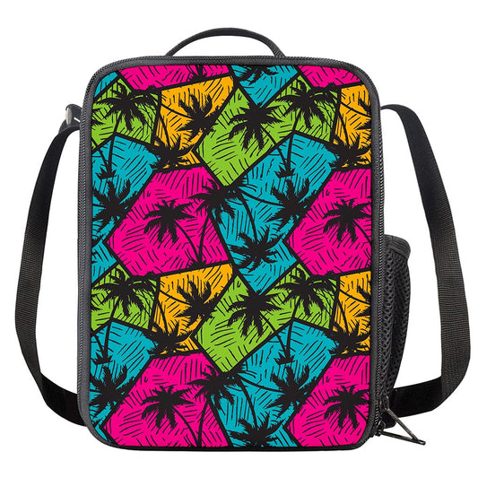 Colorful Palm Tree Pattern Print Crossbody Lunch Bag
