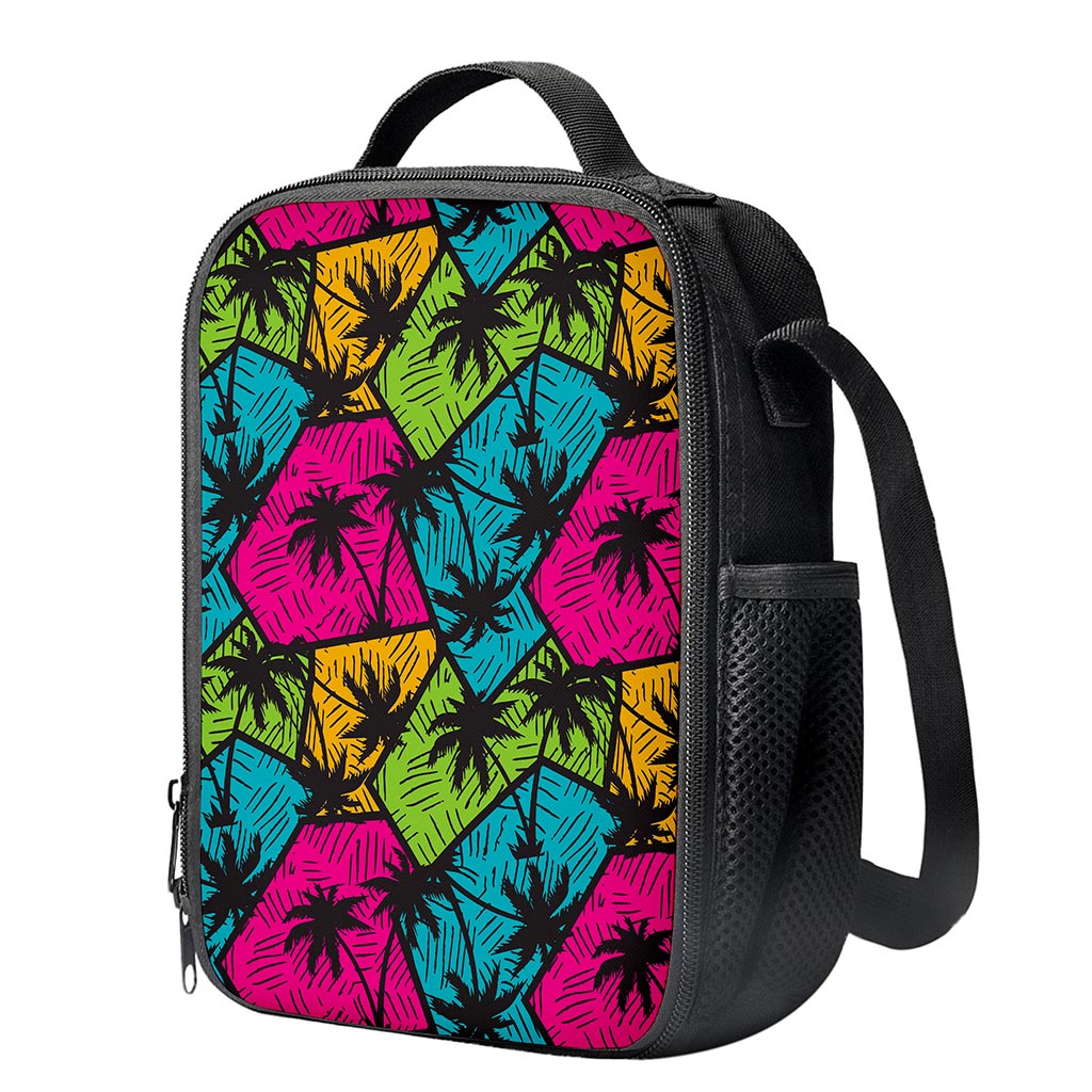 Colorful Palm Tree Pattern Print Crossbody Lunch Bag