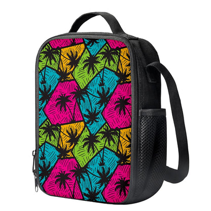 Colorful Palm Tree Pattern Print Crossbody Lunch Bag