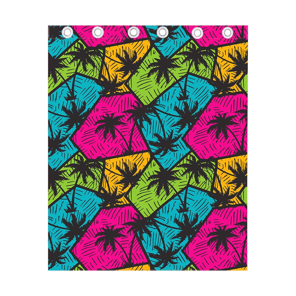 Colorful Palm Tree Pattern Print Curtain