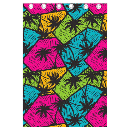 Colorful Palm Tree Pattern Print Curtain