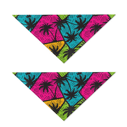 Colorful Palm Tree Pattern Print Dog Bandana