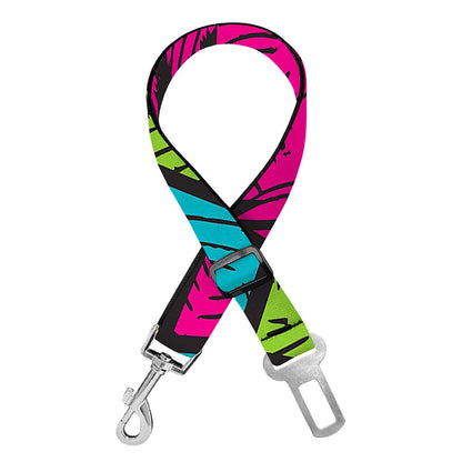 Colorful Palm Tree Pattern Print Dog Seat Belt