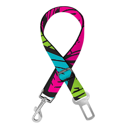 Colorful Palm Tree Pattern Print Dog Seat Belt